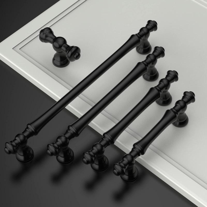 Amerdeco 10 Pack Matte Black Cabinet Pulls 5 Inch(128mm) Hole