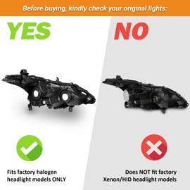 KarSpareHub Headlights Assembly for 2013 2014 2015 Nissan Altima 4-Door Sedan Headlamp Replacement Black Housing Amber Reflector Driver & Passenger Side (DOES NOT FIT XENON/HID)