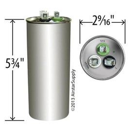 (2) Pack - Jard 12816 - 80 + 7.5 uf / Mfd 370 / 440 VAC AmRad Replacement Round Dual Universal Capacitor - Made in the U.S.A.