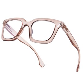 FONHCOO Reading Glasses for Women Men Blue Light Blocking Square Stylish Computer Readers with Spring Hinge Anti UV Glare(Lbrown 1.5)