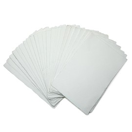 Fausta 300 GSM /50 Sheets Handmade Cotton Paper, White Deckle Edge Blank Drawing Paper (A4 (11.7 x 8.3 inches)), Cotton Rag Blank Handmade Paper, Mixed Media Loose Leaf Paper for Sketching and Writing