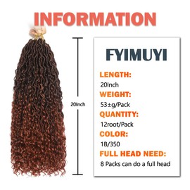 8 Packs Goddess Locs Crochet Hair 20 Inch Boho Faux Locs Crochet Braids Pre Looped Hippie River Locs Crotchet Hair For Black Women Hair (20Inch (Pack of 8) #T1B/350)