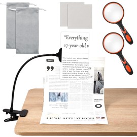 Saysurey 5X Page Magnifier for Reading Clip on and 2 Pack 5X Handheld Magnifying Glass 10"x6" Large Sheet Magnifier with Clamp Adjustable Flexible Gooseneck, Screen Magnifier for Reading Crafts