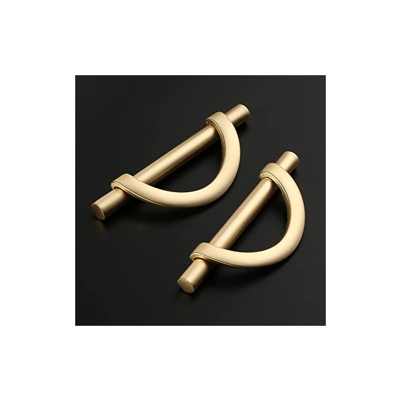 Amerdeco 6 Pack Brushed Gold Cabinet Pulls 3.75 Inch(96MM) Hole