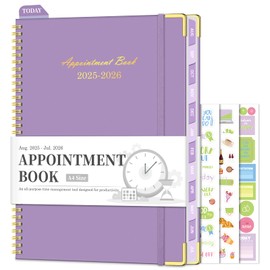 Appointment Book 2025-2026, Hourly Planner from August 2025 - July 2026, 8.5"×11" Large Weekly & Monthly Appointment Planner, Daily Agenda with 30-Minute Interval for Office School, Purple