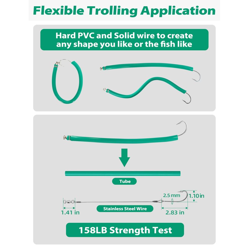 BLUEWING 24in Trolling Tube Fishing Lure with Soft Stainless Steel