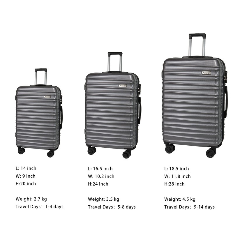 Aklsvion Luggage Sets 3 Piece(20/24/28)-Suitcase Set- Luggage with Wheels-PC +