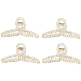 ANNA CREATIONS 4 Pcs Small Pearl Large Hair Claw Clips Long Hair Jaw Clips Clutches Barrettes Hair Accessories for Women and Girls