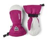 Hestra Boys' Kid's Army Leather Heli Ski Mitt Gloves Pink/Grey/White