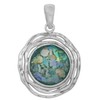Sterling Silver Round Ancient Roman Glass Pendant Necklace with Textured