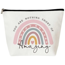 Inspirational Gifts for Women, Thank You Gifts, You are Nothing Short of Amazing Rainbow Makeup Bag, Birthday Gifts for Women, Best Friend, Bestie, Sister, Boss, Wife, Teacher, Nurse, Her
