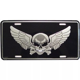 SKULL AND CROSSBONES WITH WINGS LICENSE PLATE BRAND NEW