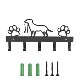 Wisebom Dog Accessories, Dog Coat Rack Key Holder Metal Dog Coat Rack with 5 Hooks for Dog Owners Wall Decoration