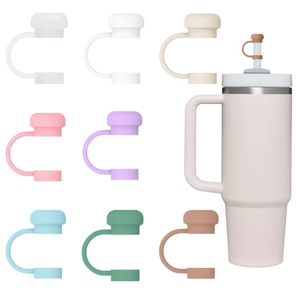 Sekonow 8 Colors Straw Cover Straw Toppers, 0.4in/10mm Cute Silicone