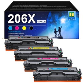 206X Toner Cartridges 4 Pack High Yeild-Replacement for 206A 206X Toner Cartridges 4 Pack HP Set Compatible with HP Color Laserjet MFP M283fdw M283cdw M255dw M283 M255( 4 Pack with Chip)