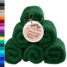 Lashuma Washcloth Baby 30 x 30 cm Cotton London Set of 6 Soft Hand Towels Small in Fir Green