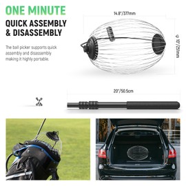 NEEWER Tennis Ball Pickleball Collector Roller, No Bending Over Quick Rolling Picker for 1.5"-3" Balls, 30-58"/77-148cm Telescopic Golf Ball Retriever for Up to 40 Tennis Balls, TB01S