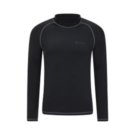 Mountain Warehouse Mens Long Sleeves Rash Vest - Quick Drying Rash Guard, Prevents Chafing, UPF50+ Sun Protection with Flat Seams - Spring Summer, Swimming & Surfing Black XXS
