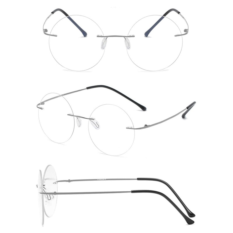 KOOSUFA Titanium Rimless Round Reading Glasses +3.0 Blue Light Blocking