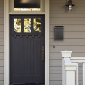 Architectural Mailboxes Modern Heritage™ Vertical Wall-Mounted Mailbox for Outside, Rust-Resistant Galvanized Steel Metal Small Mail Box, Black Modern Wall Mailbox