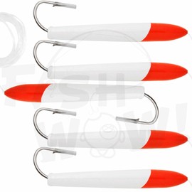 Fish WOW! 5pcs 6" Fishing Cedar Plugs Rigged Big Game Trolling Wood Lure - Red White