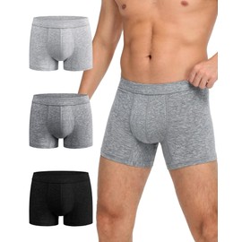 Battewa Leakproof Underwear for Men 50ML Urinary Absorbent Bladder Control Boxer Briefs Washable Reusable Incontinence Cotton Underpants for Prostate Surgery, Light Leaks 3 Pack (Medium)