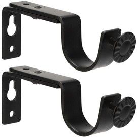EVCUHASL Curtain Rod Bracket for Adjustable, Heavy Duty Curtain Rod Holders Fits up to 1 Inch Curtain Rod, Curtain Rod Brackets for Walls, Black Brackets for Curtain Rods(2 Pack)