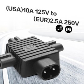 IEC 320 C8 1 to 3 C7 Splitter Power Adapter YACSEJAO IEC 320 10A 125V C8 Plug Male to 3 Female C7 Splitter Power Extension Socket Adapter