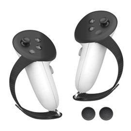 Controller Grips Compatible with Meta Quest 3S/Quest 3, Adjustable Knuckle Straps Fits Most Hands, Soft Hand Cover for Meta Quest 3S/Quest 3 Accessories, Not Losing The Original Grip Feeling (Black)