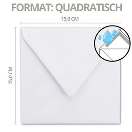 25x square envelopes bright white (white) - 100 g m² - 15 x 15 cm - Ideal for greeting cards and invitation cards - Brand:
