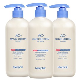 Merpil Body Acne, Back Acne, Chicken Skin, Snake Skin Improvement, AC+Magic Body Lotion Baby Cotton Scent, 400ml, 3 Pieces / 메르필 바디여드름 등드름 닭살 뱀살피부 개선 AC+매직 바디로션 베이비코튼향, 400ml, 3개