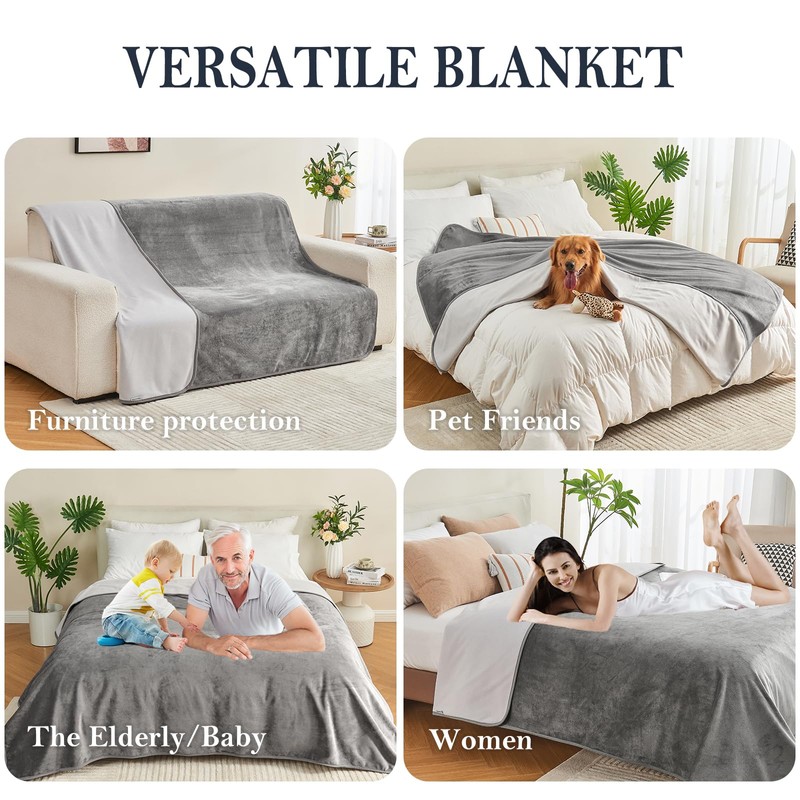 Yaning Waterproof Blanket 60"x80" for Adults, Reversible Waterproof Bed Cover