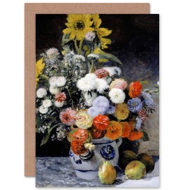 Artery8 Renoir Mixed Flowers In An Earthenware Pot Fine Art Greeting Card Plus Envelope Blank Inside