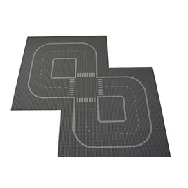 SlabDreamLab Street, Track and Road Play Pack Baseplates for Toy Building Bricks and Blocks (Figure 8 - Gray) (7- Base Plates)