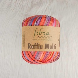 Fibra Natura Raffia Multi Yarn,%100 Cellulose, Yarn Raffia, Paper Macrame Cord,1.23 oz 87yd, Raffia Straw,Decor Yarn (01)