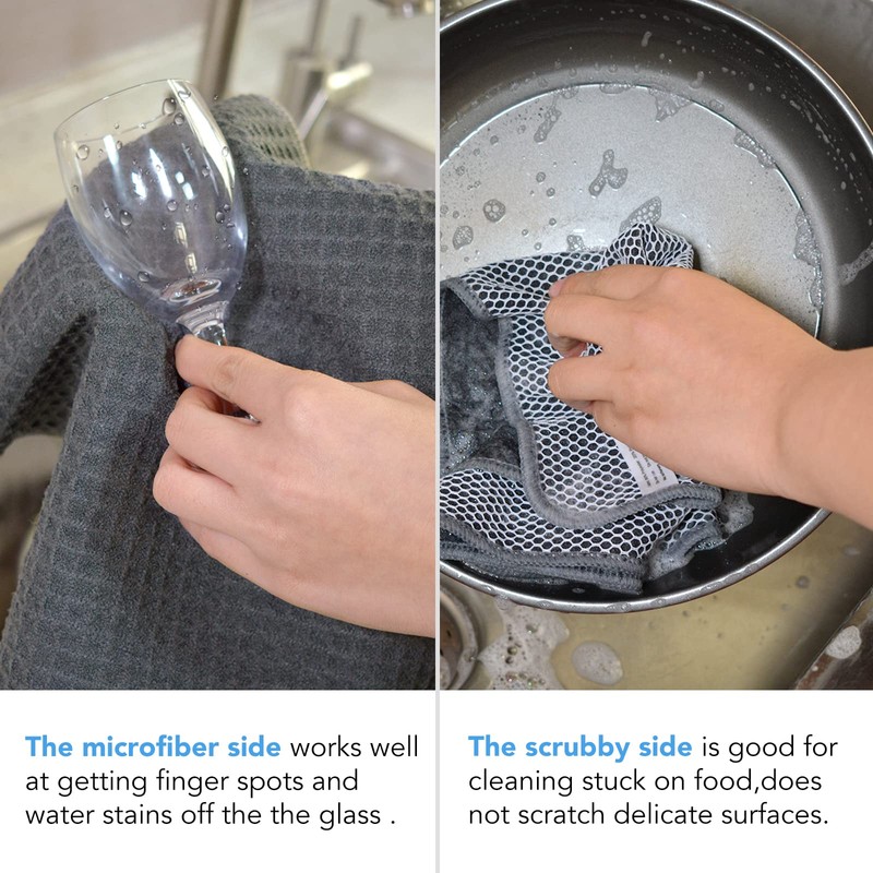 KinHwa Microfiber Dish Cloths for Washing Up Drying Towels Waffle