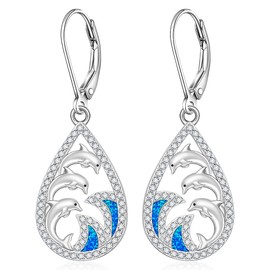 Dolphin Earrings for Women 925 Sterling Silver Dangle Earrings Featuring Three Playful Dolphins Leaping from a Wave Nautical Earrings Gifts for Ocean Lovers for Casual Wear and Beach Vacations