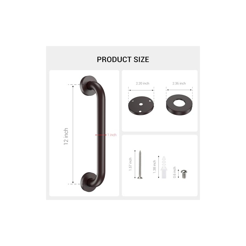 2 Pack Grab Bars for Wall Oil Brown, Safety Shower