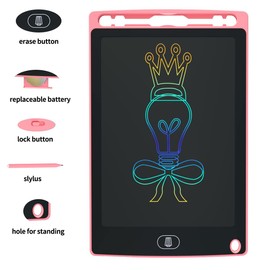 2 Pack LCD Writing Tablet for Kids, 10 Inch Drawing Doodle Board Pad Tablet Scribbler Pad, Portable Learning Educational Toys with Lock, Colourful Drawing Pad for Kids 3-6 Years Old Girl Boy