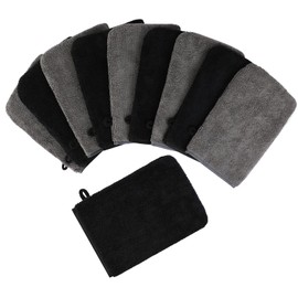 PHOGARY Pack of 10 Microfibre Body Wash Mitts Set, Flannels Soft Face Mitts, Bath SPA Cloth, Reusable Makeup Remover Mitt Gloves, 15x21 cm, Black and Grey