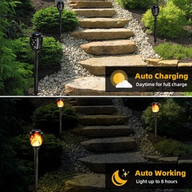 Solar Yard Outdoor Solar Lights, Water-Resistant Flickering Flames Torch Light, Landscape Decoration Lighting, Pack of 2
