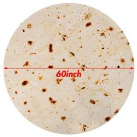 Freesooth - Cobija con diseño de tortilla de burritos, cobija de comida realista, suave, afelpada, redonda, divertida, para cama, sofá o viajes