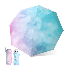 Cozlly Pocket Umbrellas, 8 Ribs Foldable Mini Umbrella with Capsule Cover, Sun UV Protection, Compact Windproof Umbrella for Girls, Women and Children, Travel