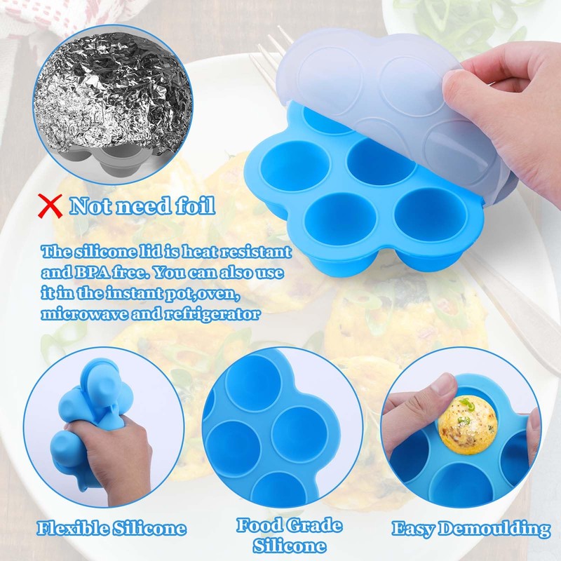 XANGNIER Silicone Air Fryer Egg bite Mold with Lid-Alternative to