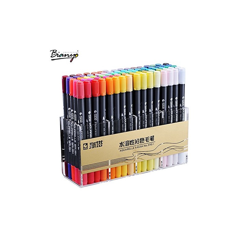 Bianyo Set of 48 Premium Dual Tip Markers, Non-Toxic Double
