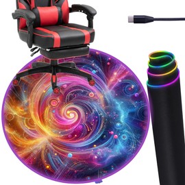 DEALZOOM Gaming Chair Mat Circle RGB Color Light (Neon 47”) - Noise Cancelling, Anti-Slip Gaming Floor Mat – Scratch Resistant Computer Gaming Mat for Gaming Chair – Chair Mat for Hardwood Floor