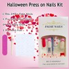 Valentines Nails French Tip Press on Nails Medium Square Fake