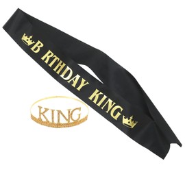 Ciieeo 1 Set Ceremonial Belt Set Classy Outfits Crystal Crown While Belt Bathroom Decorations King Sash Tiaras Birthday Decorations Birthday Crown for Men Happy Birthday Tiara Props