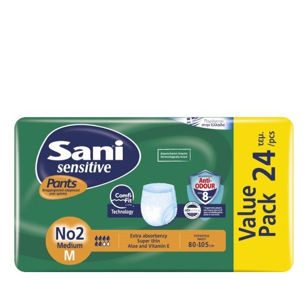 Sani Sensitive Pants No2 Medium Value Pack Pants, 24pcs