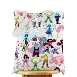 WZMPA Universe Cartoon Canvas Tote Bag Crystal Gems Inspired Gift Universe Characters Shoulder Bag Cartoon Universal Merch, Universe Cartoon Tg